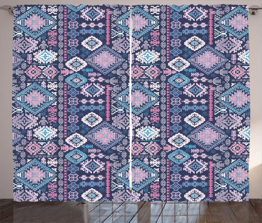 Rideaux de Salon Universels Bohème Vintage avec Crochets 280 x 225 cm