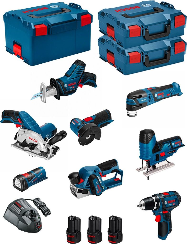 BOSCH Kit 12V BMK8-28FD3 (GSR 12V-15 + GKS 12V-26 + GWS 12V-76 + GST 12V-70 + GOP 12V-28 + GSA 12V-14 + GLI 12V-80 + GHO 12V-20)