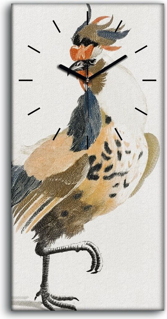 Leinwand Wanduhr Wandkunst Uhr Geräuschlos 30x60 Zeichnung Tier Vogel Huhn Kunst - schwarze Hände