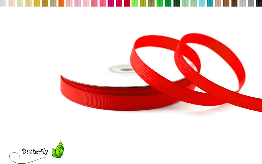 25m Rolle Ripsband 10mm, Farbauswahl:rot 250