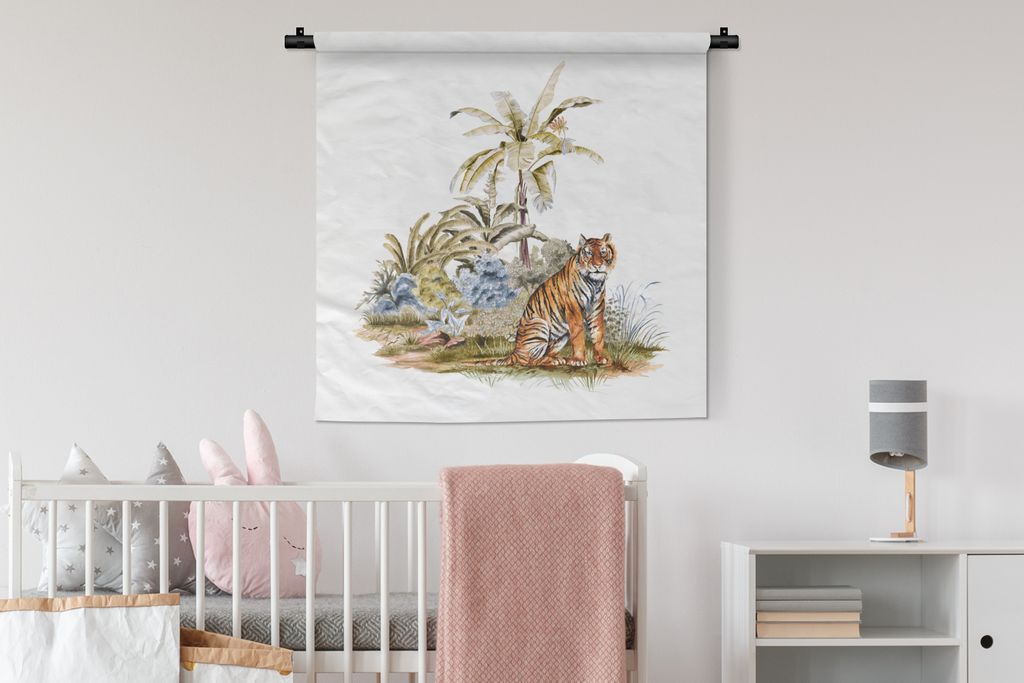MuchoWow® Wandteppich Wandbehang Tiger - Pflanzen - Baum Produktbild 