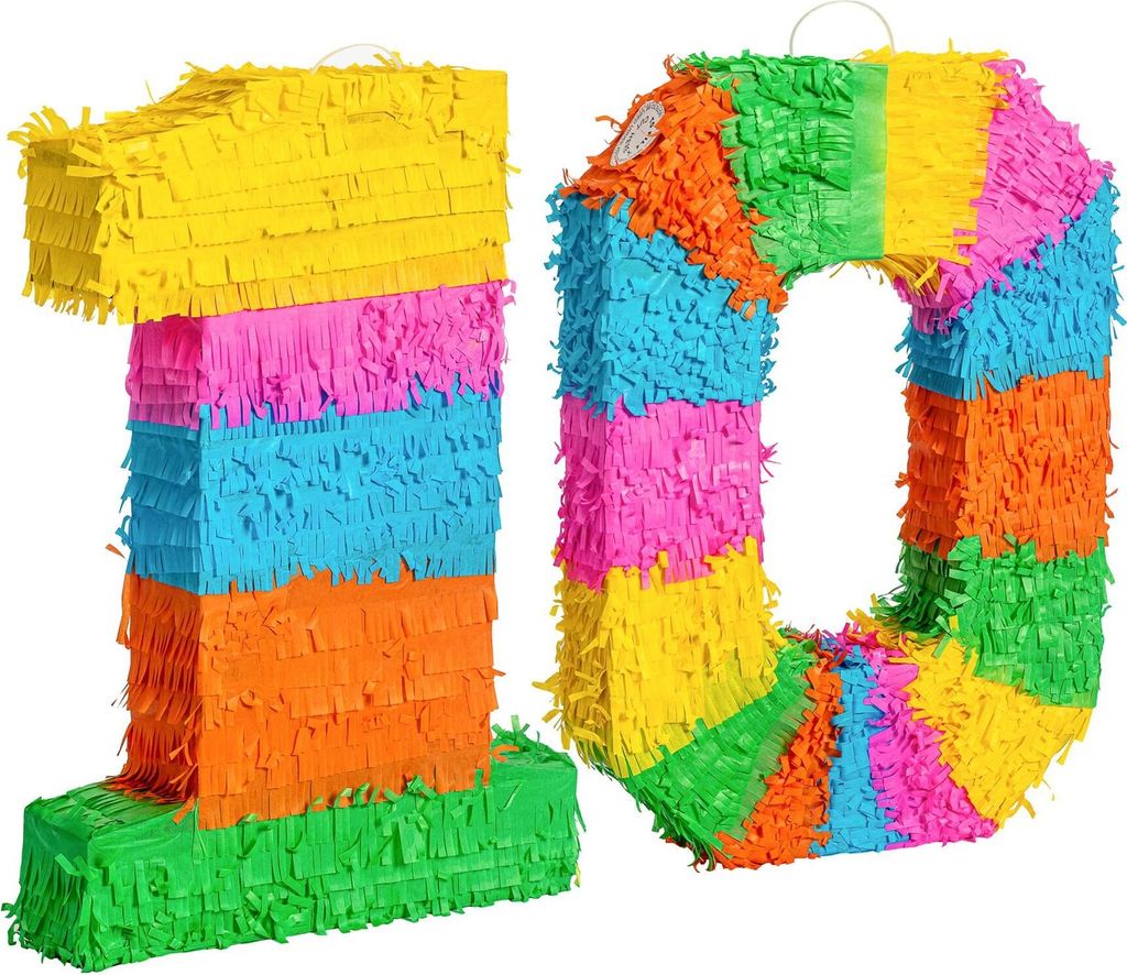 Fax Potato 2-teiliges Pinata- und Augenbinde-Set zum 10. Geburtstag – Mehrfarbig