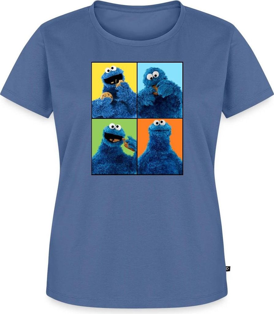 Spreadshirt Sesamstraße Krümelmonster Posen Frauen Premium T-Shirt, 5XL, Taubenblau