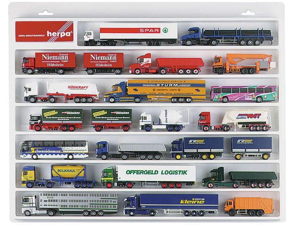 herpa 029216 LKW Schaukasten 1:87, Hängevitrine für Hängerzüge, Kunststoff, weiß