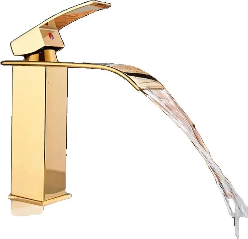 Rubinetto Sospeso Oro Lucido: Una Cascata di Lusso nel Tuo Bagno