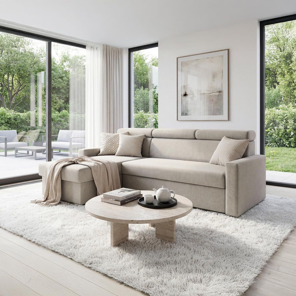 Ecksofa Vega L mit Schlaffunktion Zero-Wall Funktion Produktbild 