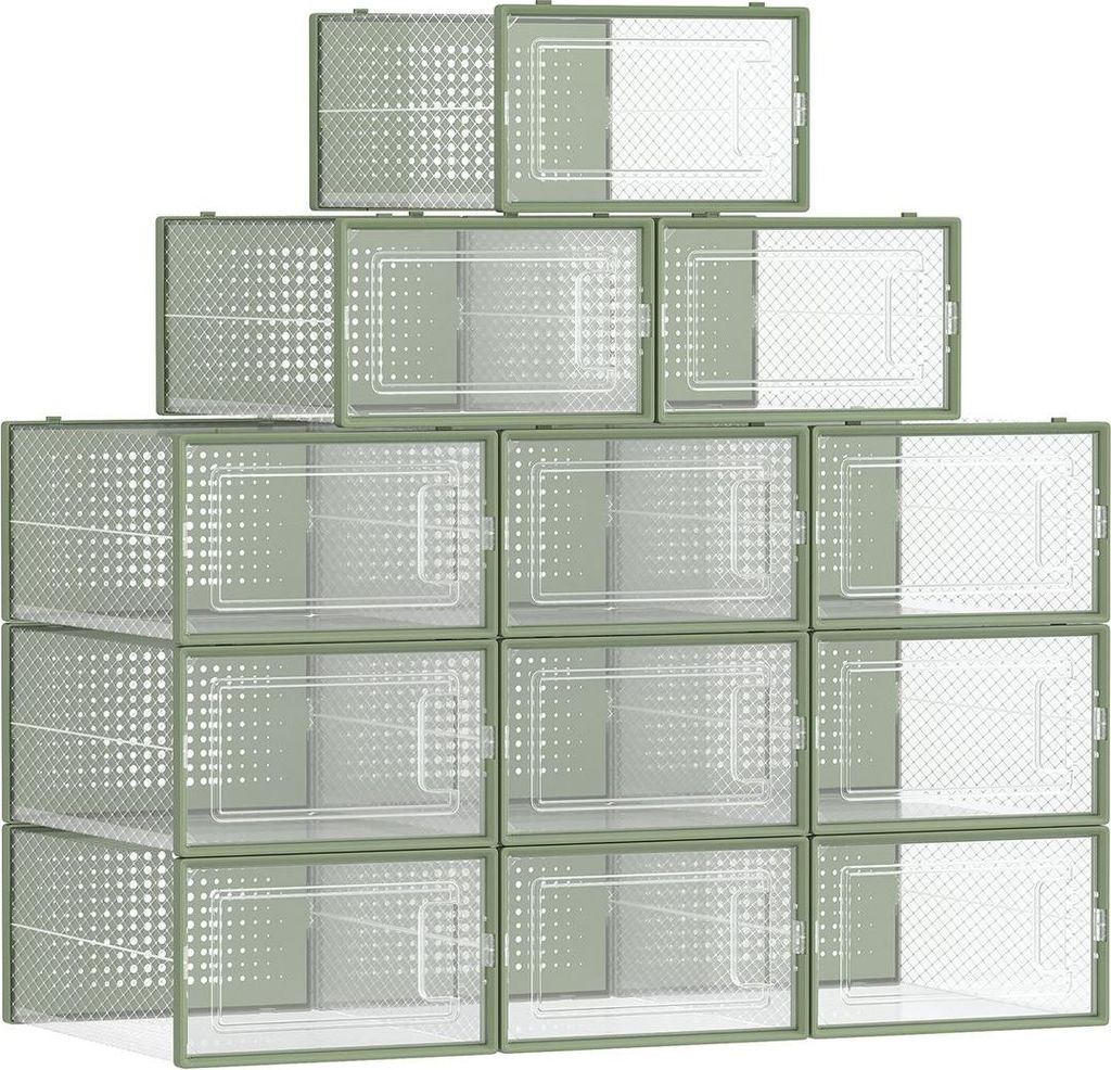 Schuhkartons, 12er-Set, transparent-lorbeergrün