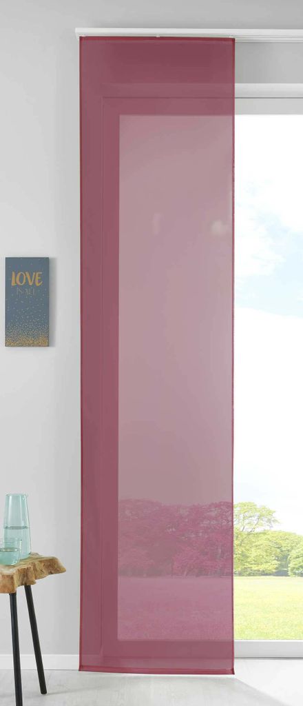 1er Set Schiebegardine Flächenvorhang Vorhang Gardine Voile HxB 245x60 cm Bordeaux Komplett mit Paneelwagen Beschwerungsstange, 85589N