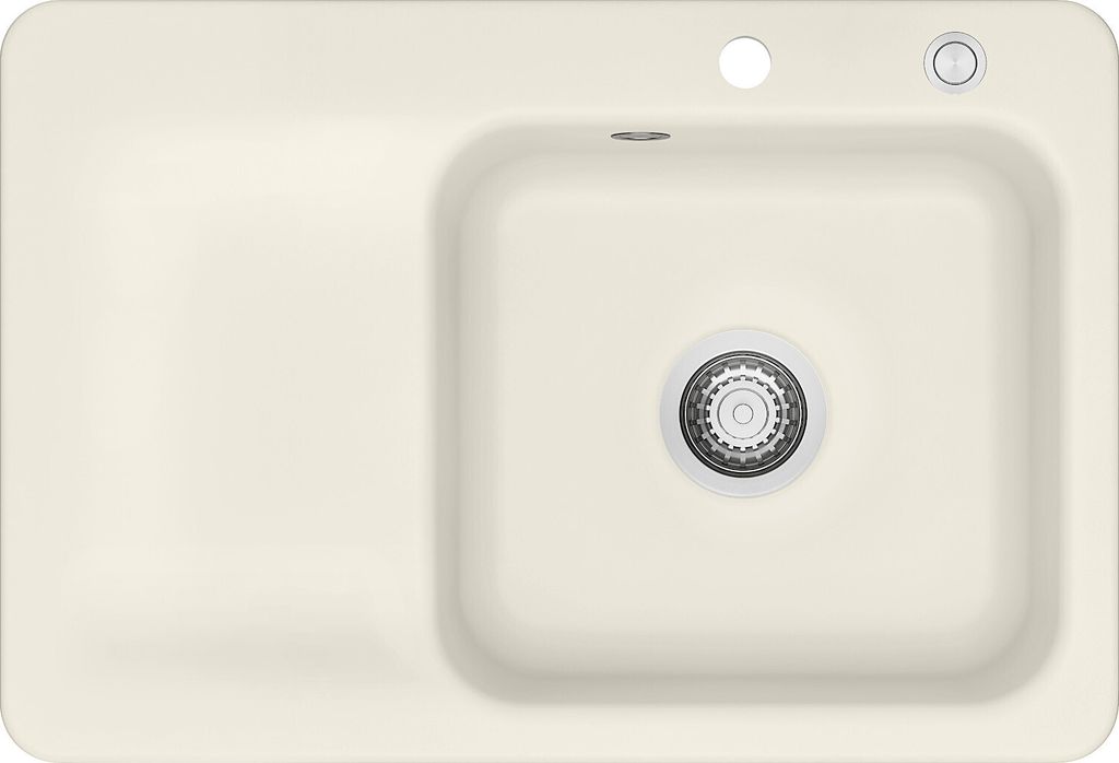 KeraDomo Spüle JUNA 75 in JASMIN - Becken rechts mit Excenterbedienung / Systemceram / Keramikspüle