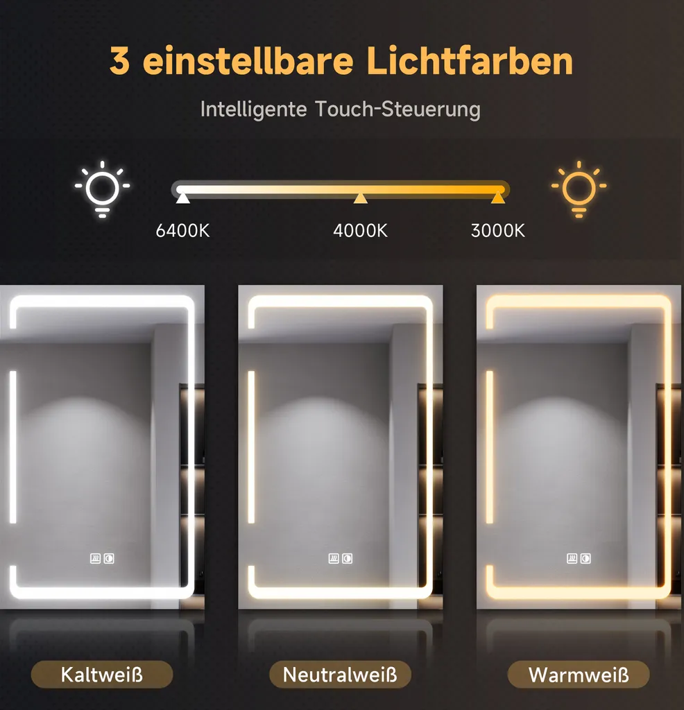 Armoire Miroir LED Intensité Variable Charnière sans Câble 38x60 cm - 3