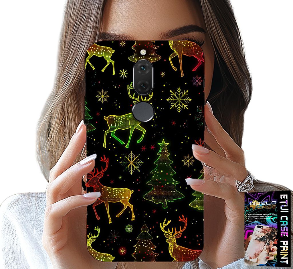 Hülle Für Huawei Mate 10 Lite - Rentier, Schneeflocke, Weihnachtsbaum + Glas