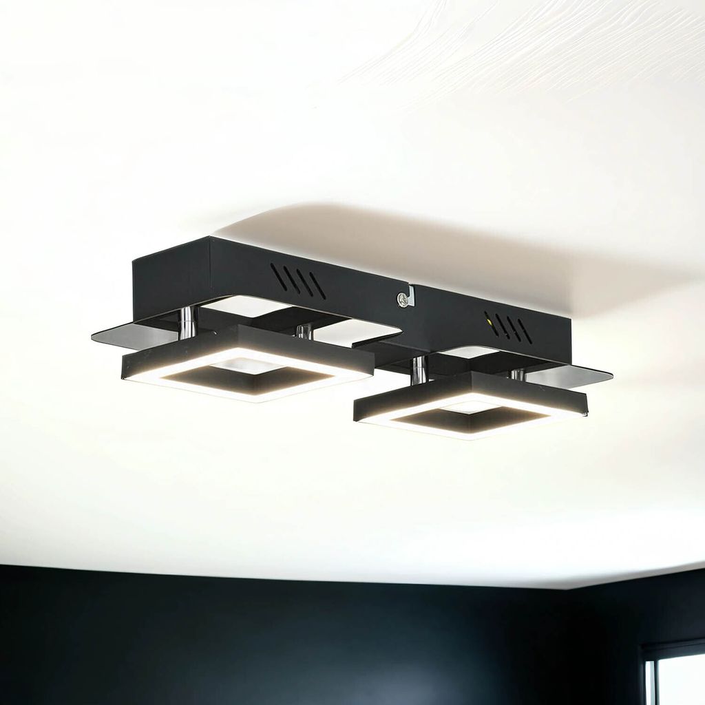 LED Deckenlampe Schwarz Chrom länglich neutralweißes Licht 4200 K 600 lm