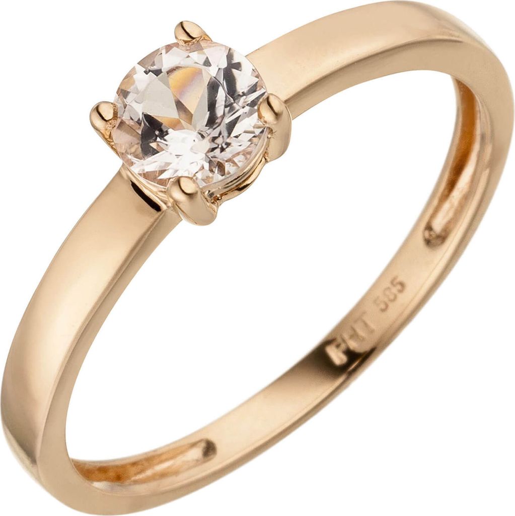 Ring Damenring Solitärring mit Morganit rosa, 585 Gold Rotgold Rosegold Innenumfang 54mm Ø17.2mm