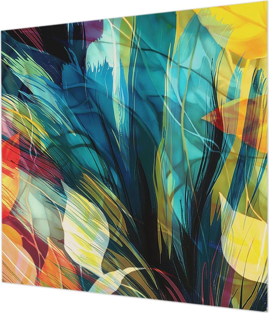 Wandtapete - Dekorative Tapete für Wohnzimmer - Tapetenfolie für Wanddekoration - 250x250 cm - Abstrakte Blätter
