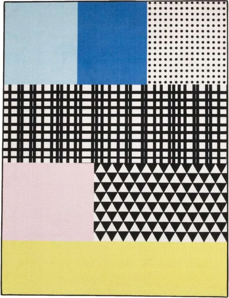 Tapis enfant lavable et anti-poussière GRID, tissage plat hypoallergénique