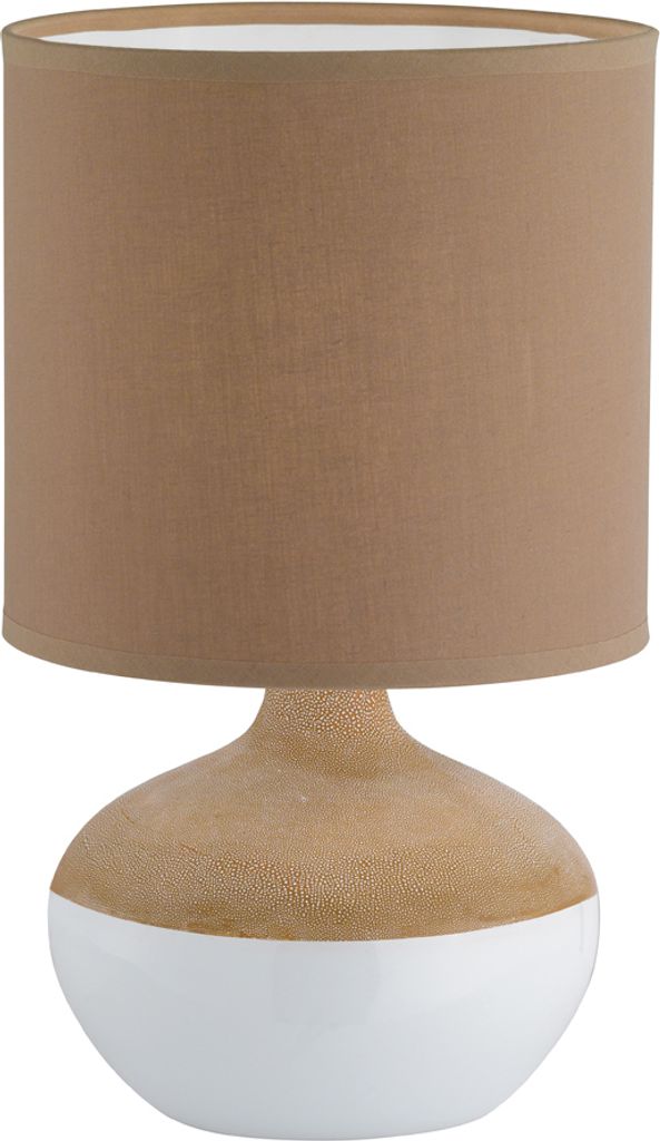 Tischleuchte Stoff Braun Weiß Keramik 1xE14 max. 30W/230V LED tauglich 32cm