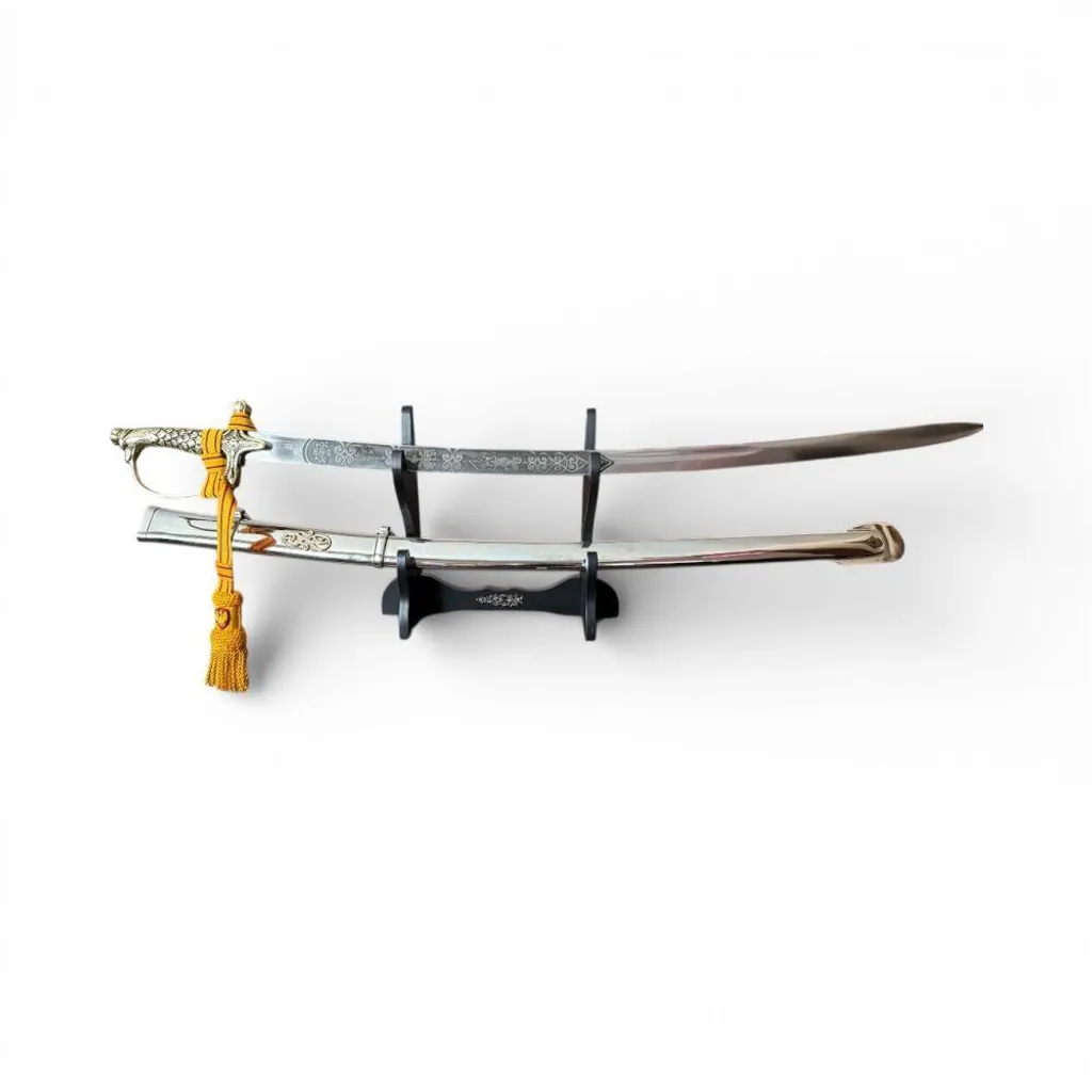 Sabre Polonais WZ 1920 avec Pompon en Acier Poli - Décoration Style 1837