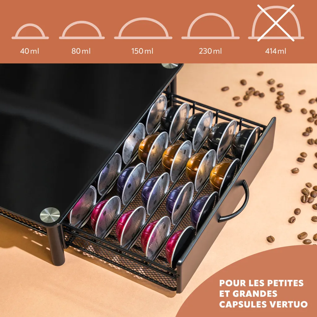 Rangement capsules Nespresso Vertuo - Support de Machine pour Plan Travail