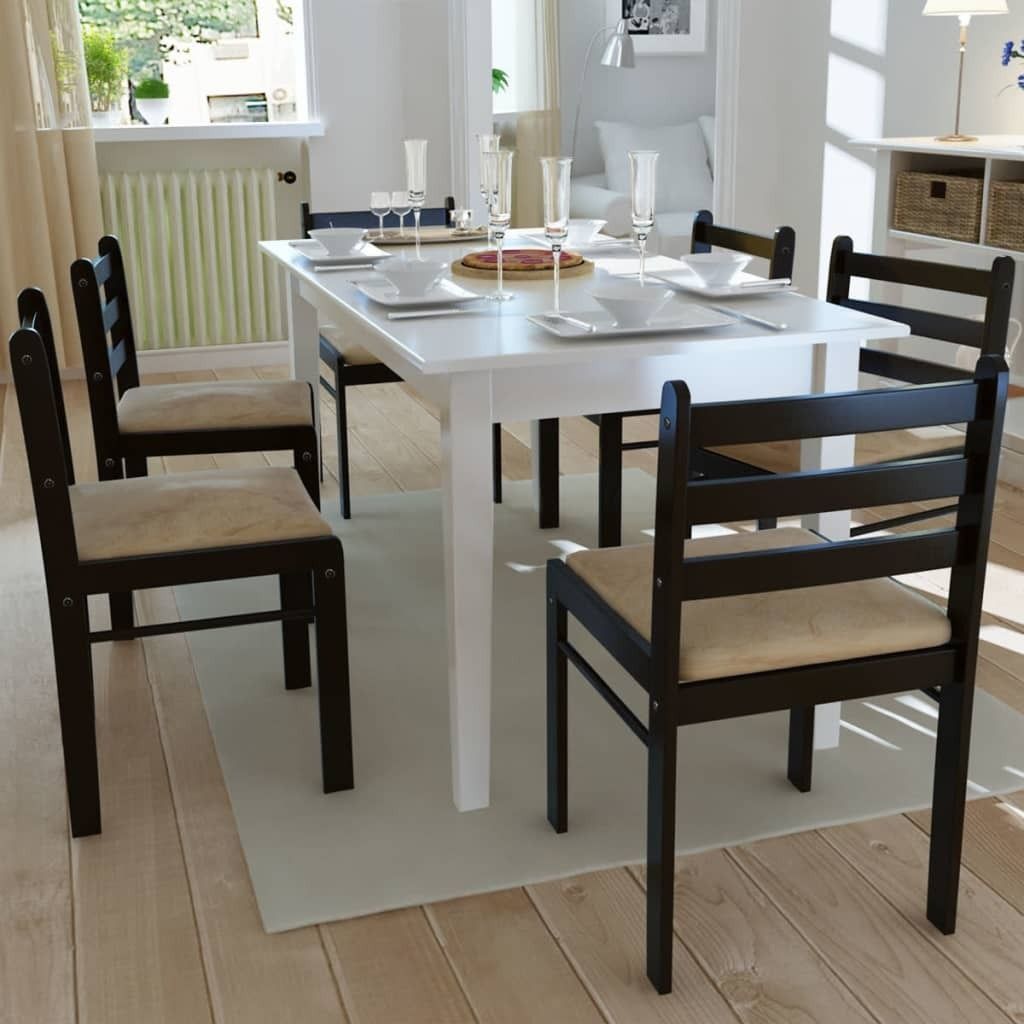 The Living Store Esszimmerstühle 6 Stk. Braun Massivholz und Samt