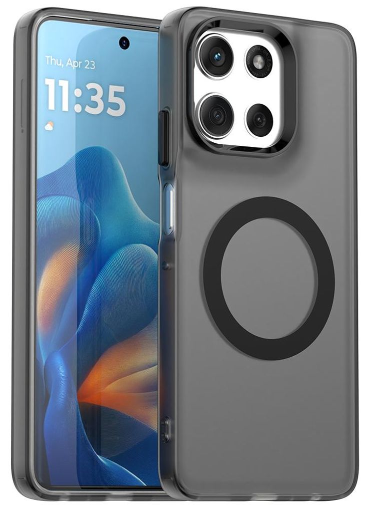 Magnetisch Hülle für Motorola Moto G56, Schlank Durchscheinend Matt Stoßfest Handyhülle Schwarz