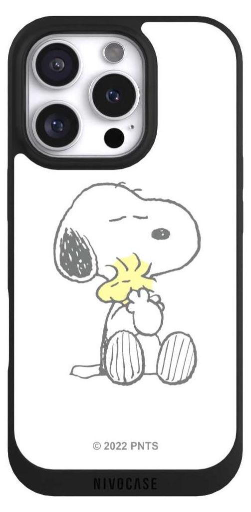 NIVOCASE Handyhülle für Apple iPhone 16 Pro Hülle NIVOpure Case Schwarz Liebe Peanuts Snoopy