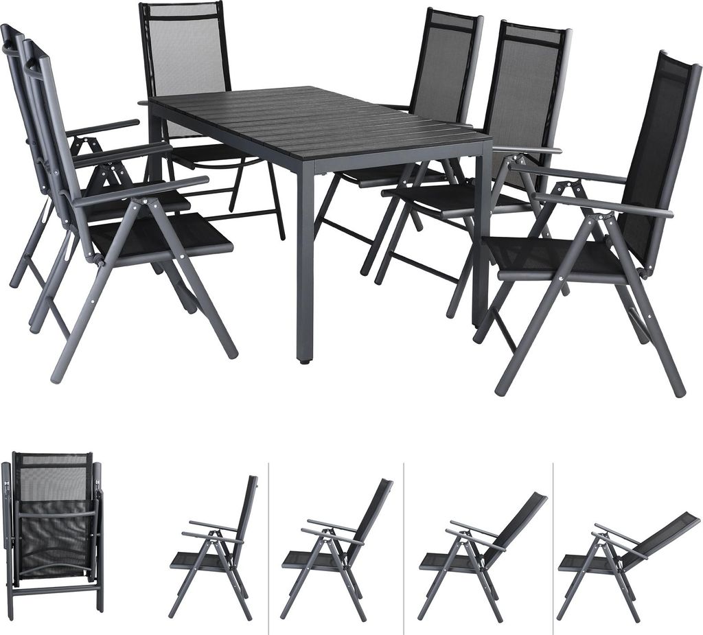 Salon de jardin aluminium Bern 6+1 anthracite table Image du produit 
