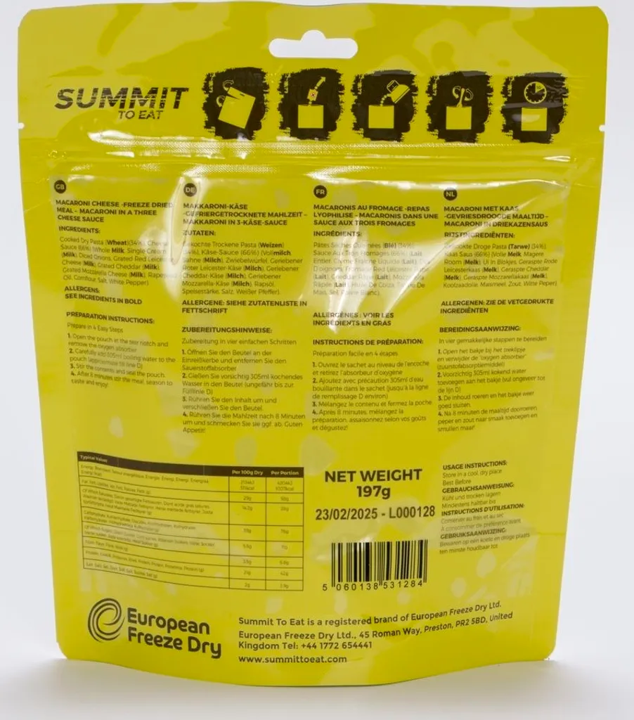 Repas randonnée Macaroni au fromage - Solution bivouac 1 portion Sommet - 4