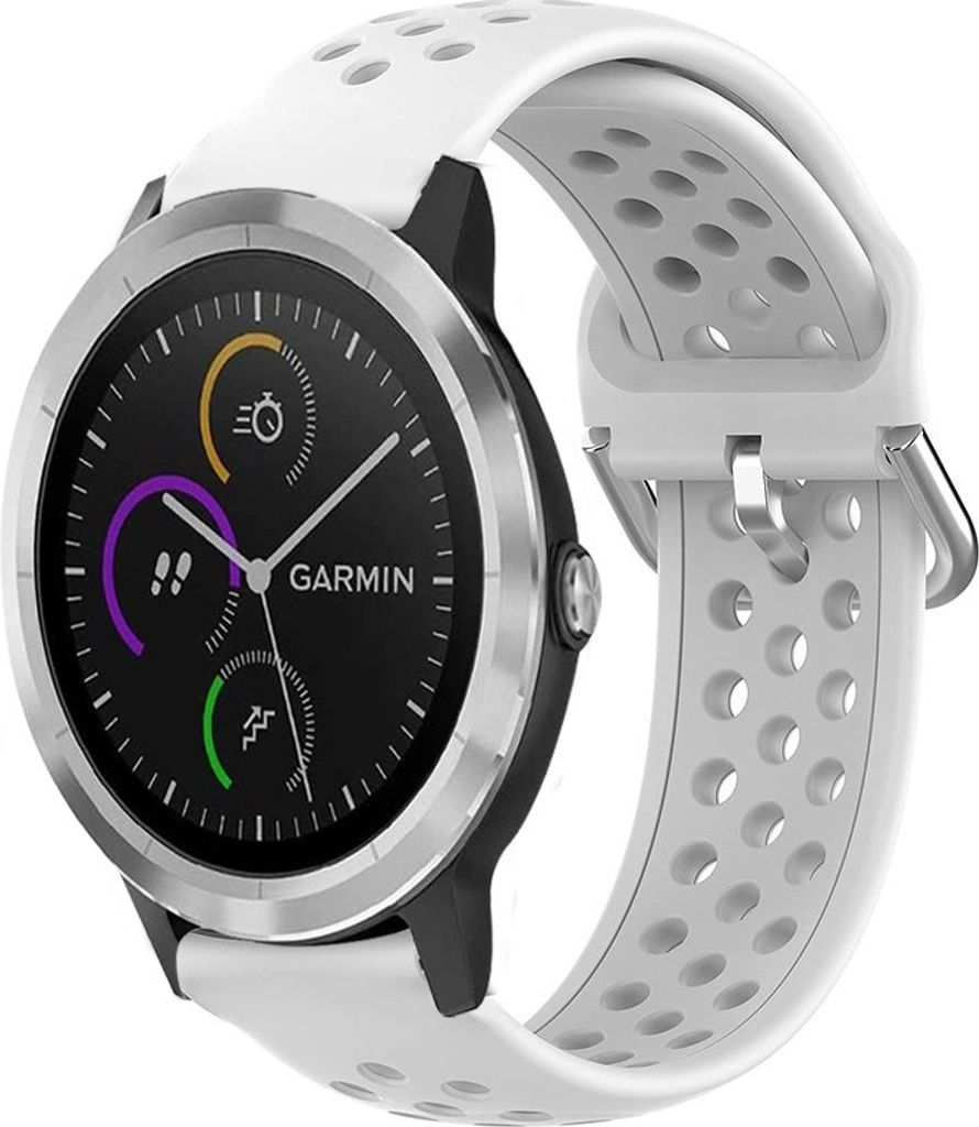 Strap-it Garmin Vivoactive 3 Silikonarmband mit Löchern (Weiß)