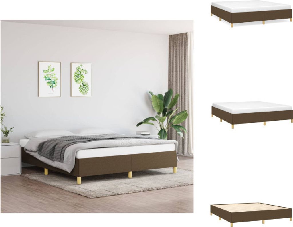 vidaXL Boxspringbett Dunkelbraun 180x200 cm Stoff - Betten & Bettgestelle
