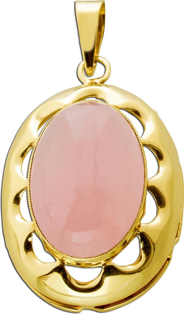 Rosenquarz Anhänger Gold 585 14K rosa Edelstein 13.2ct