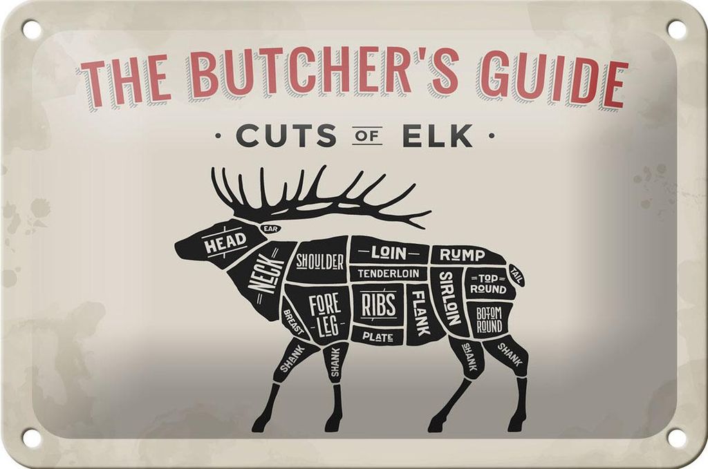Blechschild Elch 18x12cm cuts of Elk Metzgerei