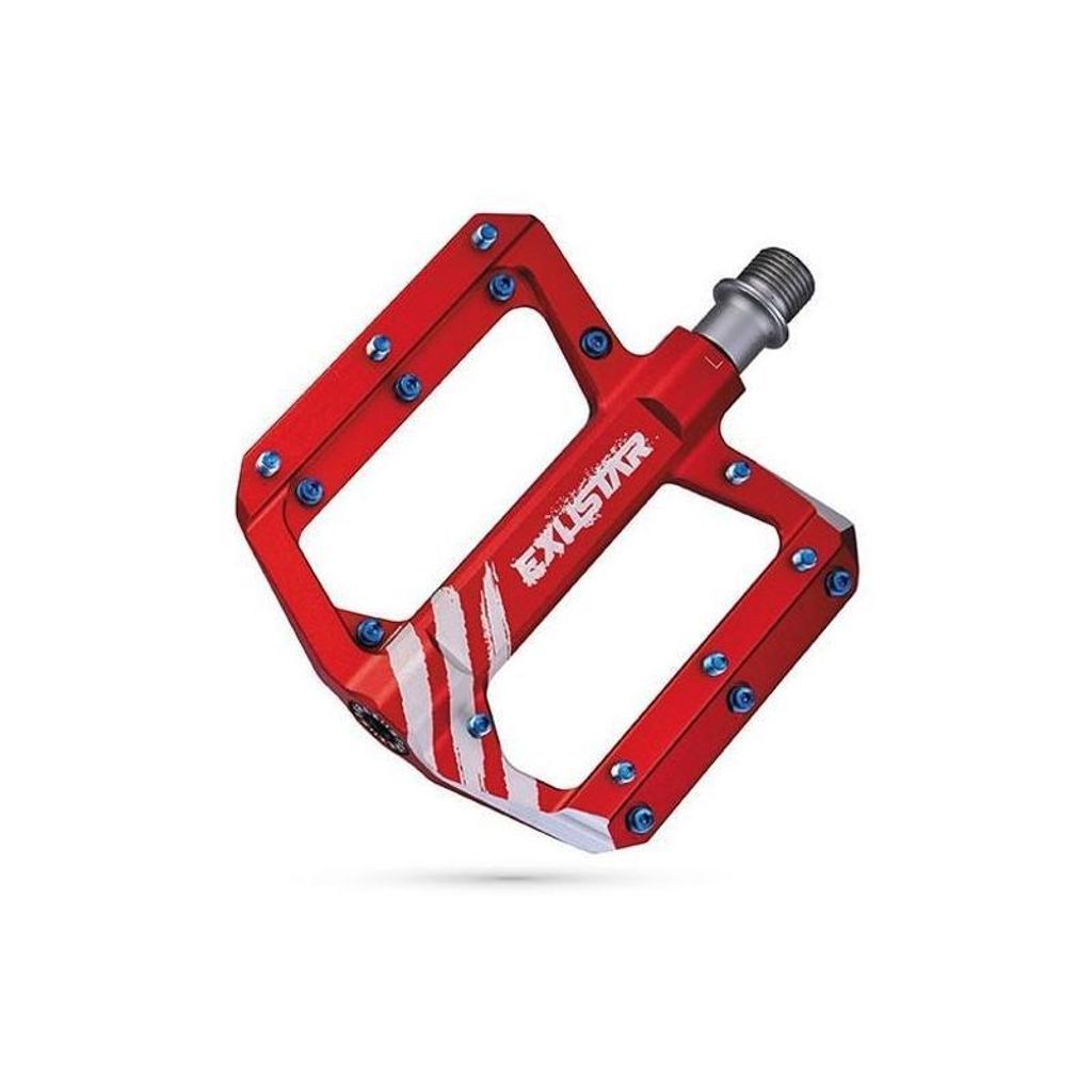 Pedale PB555 Rot 113x105mm mit CNC-gefrästem Körper, LSL-Lagern und austauschbaren Stiften für Freeride, DH, BMX