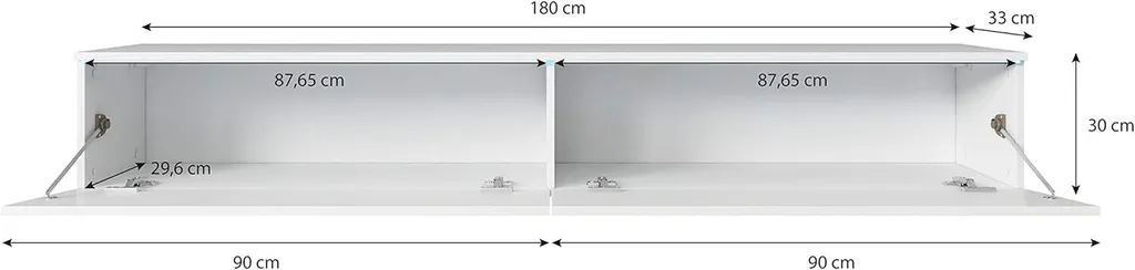 Meuble TV 180 cm Noir Mat à Ouverture Push-Pull - Design Flottant D - 3