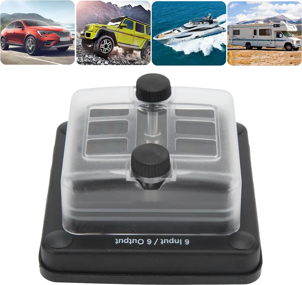 Scatola Fusibili 6 Vie Impermeabile 12V/24V con LED per Barca e Camper