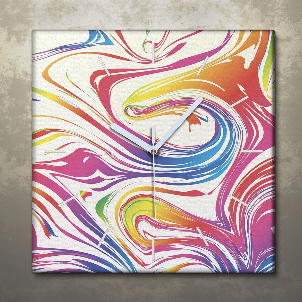 Wohnzimmer Leinwand Uhr Geräuschlos Küche 30x30 Farbig, Produktbild 