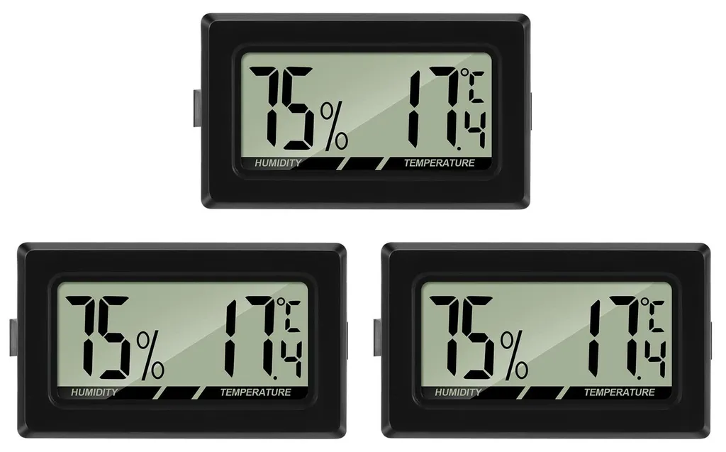 Lot de 3 capteurs d'humidité et température LCD pour maison et bureau