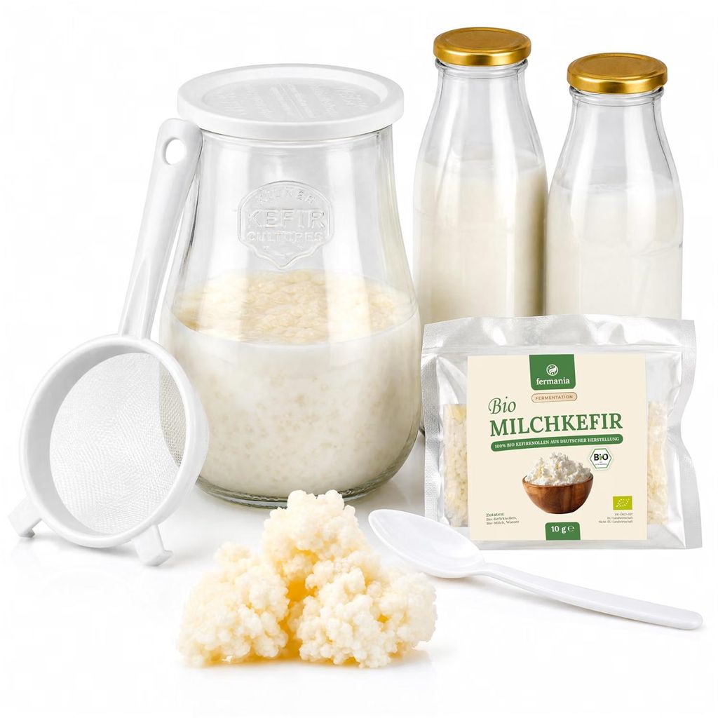Milchkefir Starter Set mit Kefirknollen + Zubehör Produktbild 