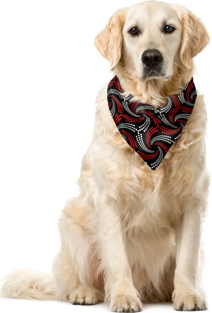 ABAKUHAUS Bandana per animali domestici rossa e nera, ondulata e a pois, 55x55 cm, scarlatto, nero e bianco
