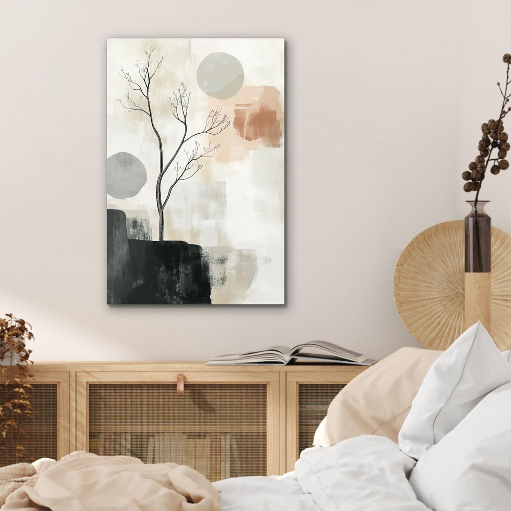 MuchoWow Wanddekoration Metall Metallbild Wandkunst 40x60 cm Wabi sabi - Beige - Pflanze MuchoWow Aluminium Gemälde - Wanddekoration aus Aluminium