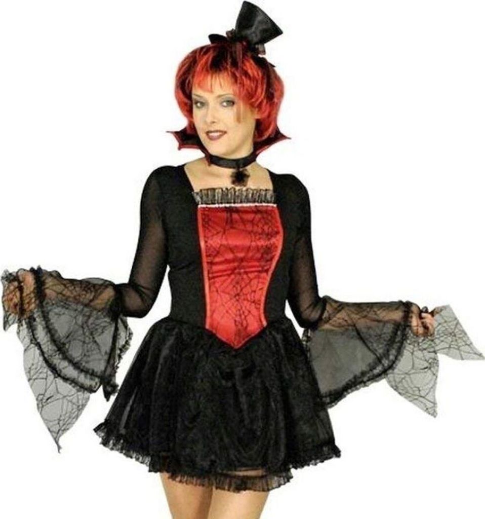 Vampirkostüm Aroha für Damen - Kleid Kragen und Minihut Größe: 36/38
