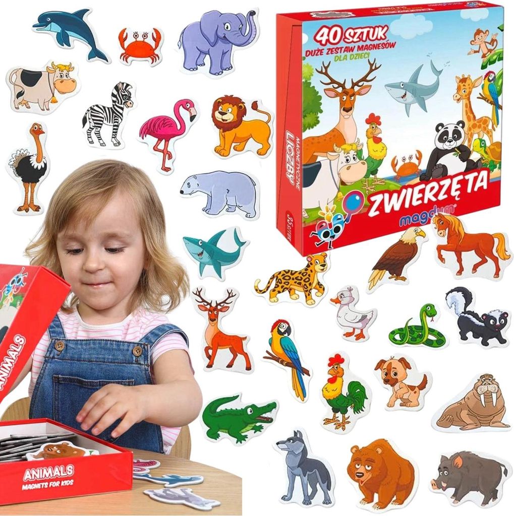 Zestaw Magnesów Zwierzęta Solidne Wykonanie Urocze Obrazki Zdjęcie produktu 