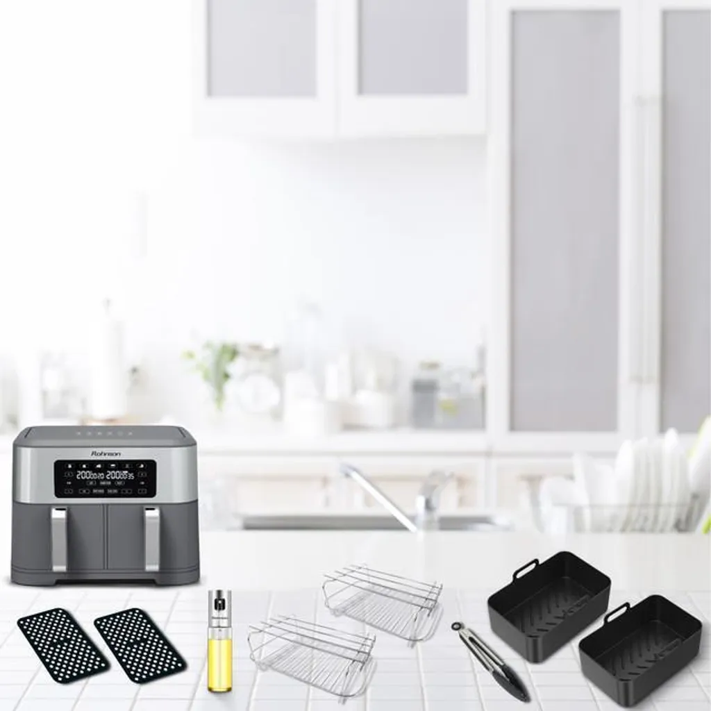 Kit Accessoires Air Fryer 8 Pièces Rohnson AFK05 (20x13cm) Double Paniers