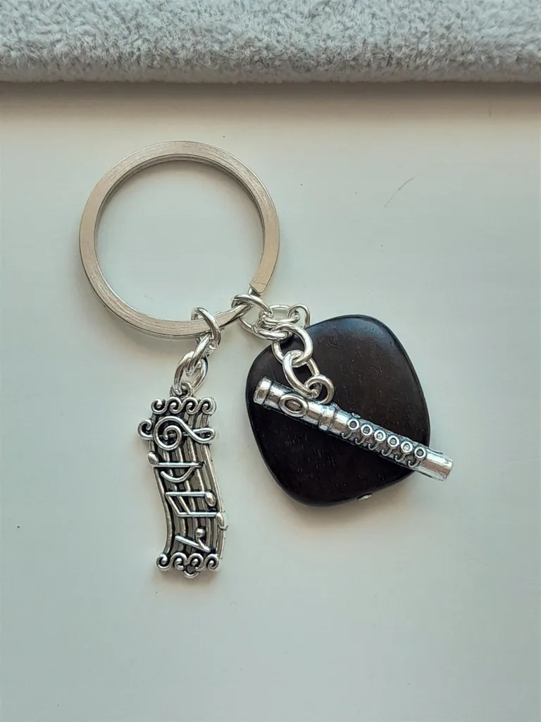 Mini Flauto Traverso Portachiavi Ebano - Accessorio Musica Esclusivo