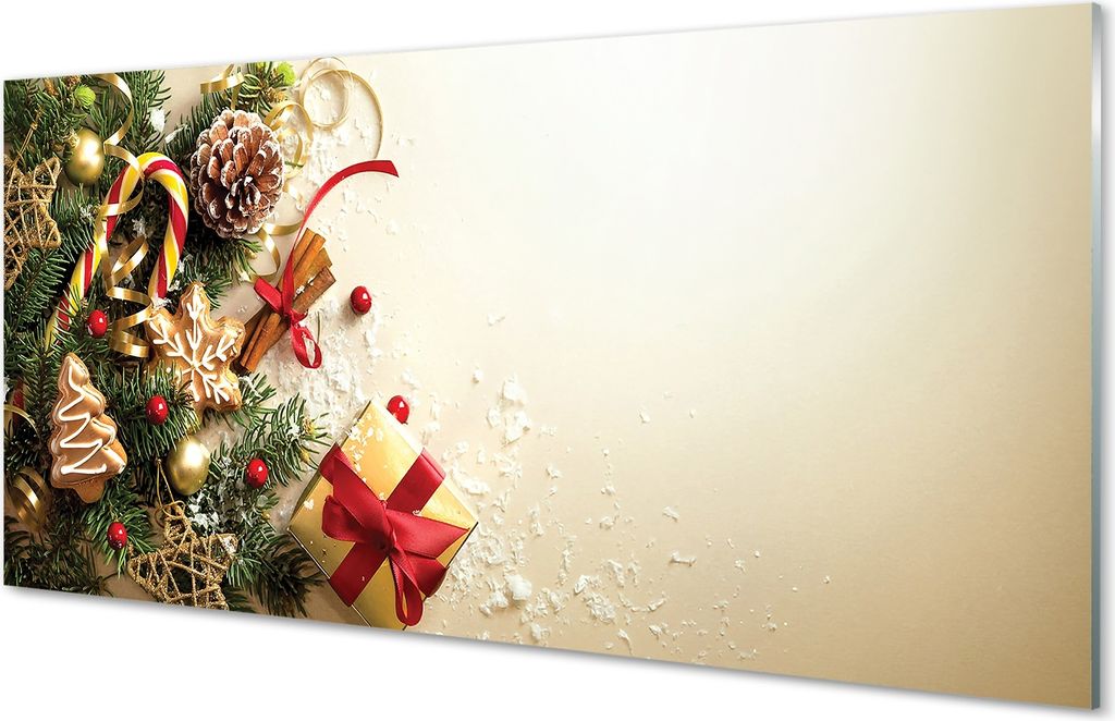 Glasbilder 100x50 Wandkunst Reisig Geschenke Lebkuchen Kegel