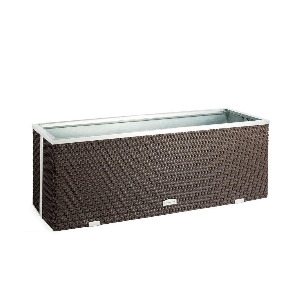 Rattan-Pflanzkübel mit Alubeschlägen Braun 108 x 39 x 43 cm Produktbild 