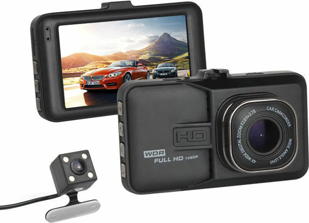 Dashcam Auto 1080p Doppia Lente: Visione Notturna IR e Schermo 3 Pollici