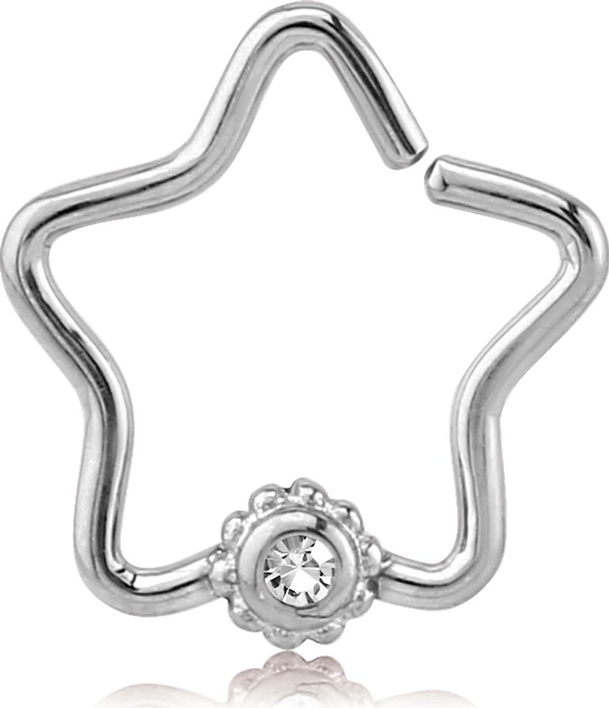 viva-adorno Knorpel Piercing Stern Kristall Ohrpiercing Helix Cartilage Tragus 316L Chirurgenstahl verschiedene Farben Z490,Stern 1x silber / klar