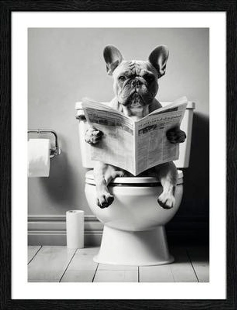 Gerahmtes Bild Lustige Bulldogge 33x43 cm