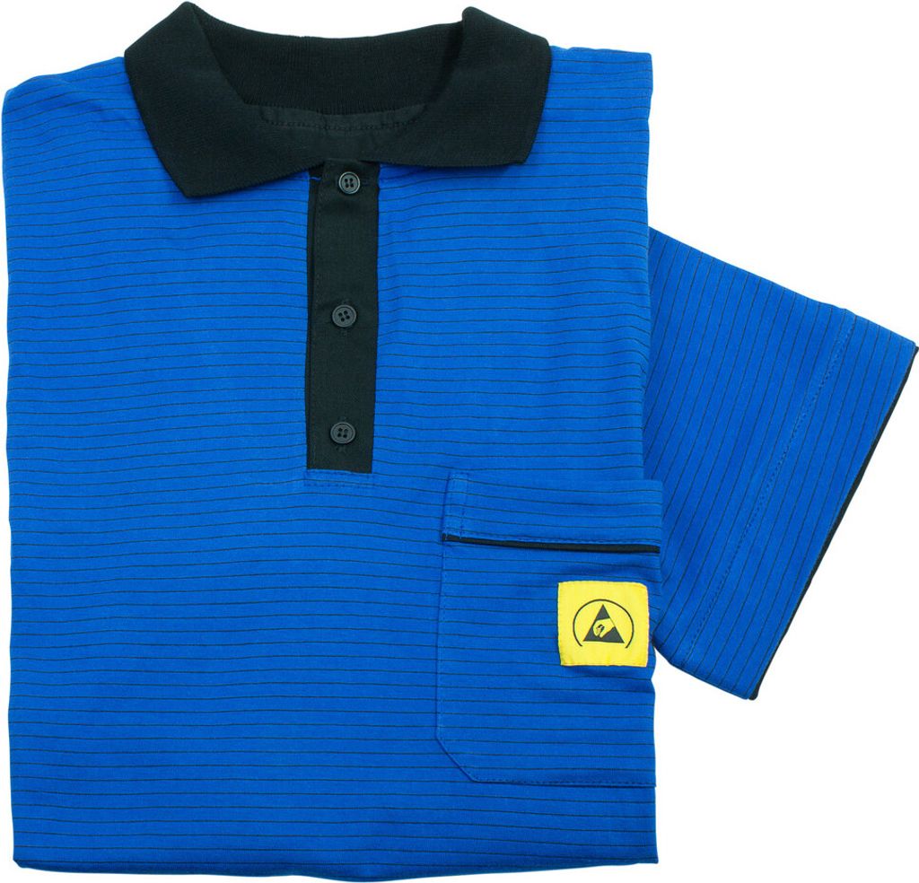 WETEC ESD-Polo-Shirt light, mit schwarzem Kragen, Größe 3XL, blau (Unisex)