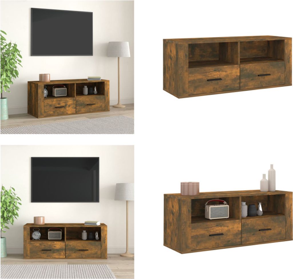 vidaXL TV Schrank Räuchereiche 100x35x40 cm Holzwerkstoff - TV-Schrank - TV-Schränke - TV-Möbel - TV-Ständer